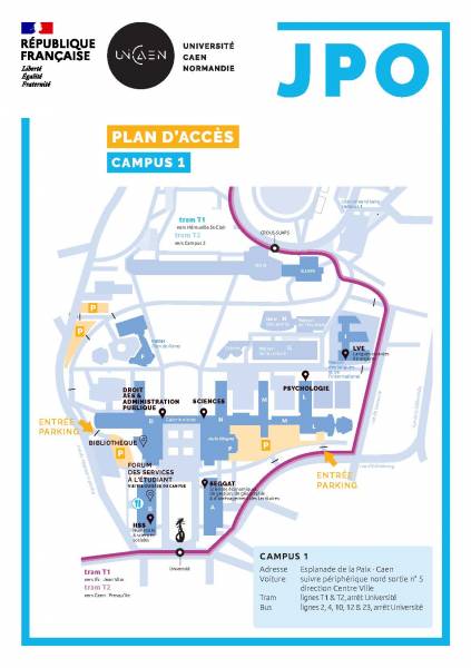 Map of the University of Caen Normandie Campus 1